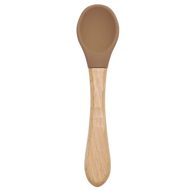 Wooden Silicone Baby Spoon